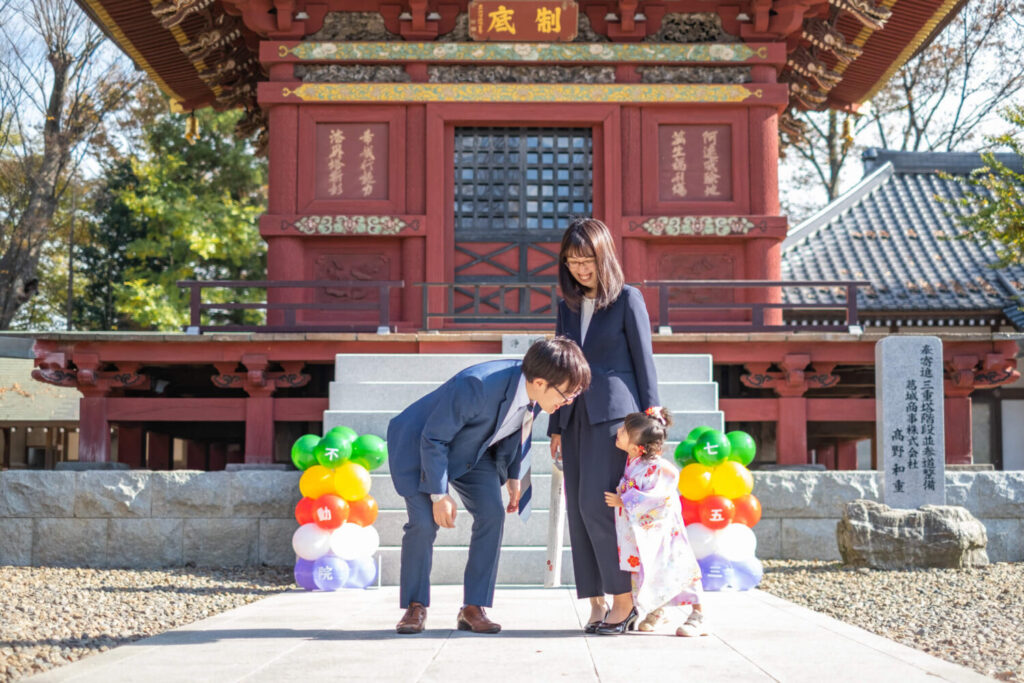 板橋不動尊の七五三親子写真